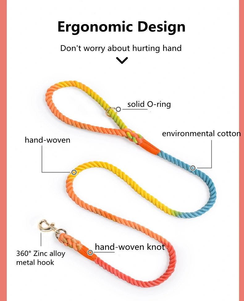 Hot Trend Macaron Colors Pet Dog Cotton Braided P Leash Comfortable Cotton Rope Dog Leash Dog Rope Leash