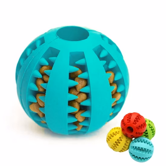 Giocattolo da masticare per cani con palla da addestramento IQ in gomma morbida per la pulizia dei denti dell'alimentatore per animali domestici